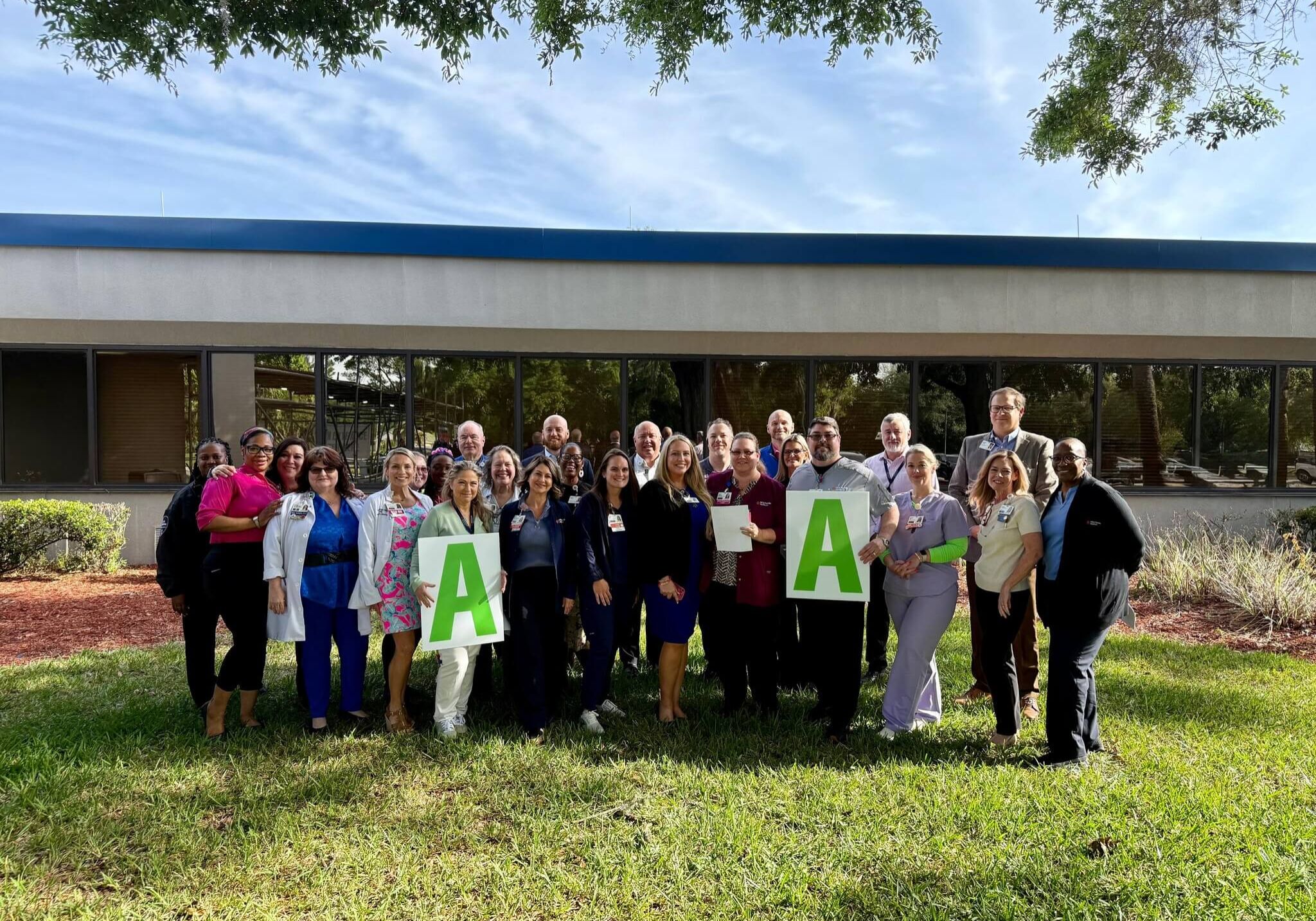 HCA Florida Putnam Hospital staff members celebrate the hospital receiving an A hospital safety grade from The Leapfrog Group. HCA Florida Putnam Hospital staff members celebrate the hospital receiving an A hospital safety grade from The Leapfrog Group.y